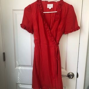 Lost + Wander linen wrap dress